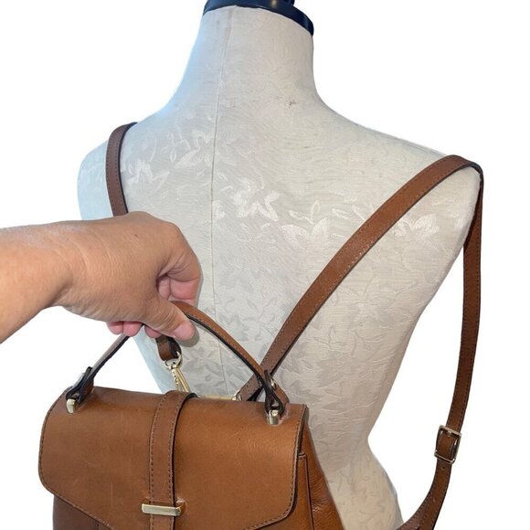 Divina Firenze Womens Backpack Crossbody Brown Leather Purse Italy - Picture 5 of 9